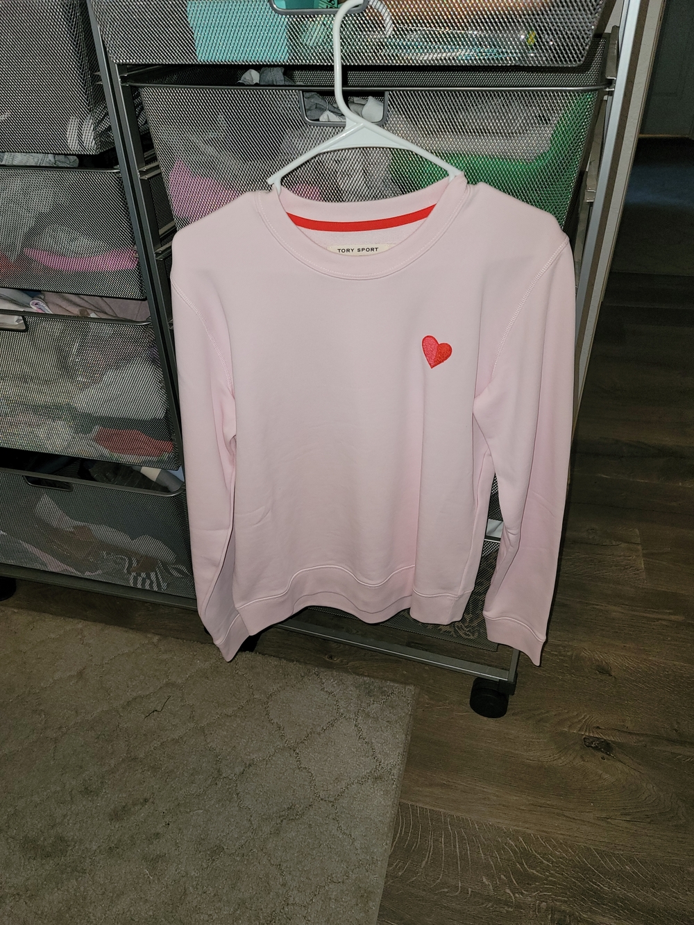Tory Sport Pink Crewneck Sweatshirt with Red Heart